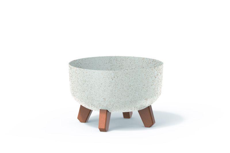 GRACIA LOW ECO WOOD Кръгла ниска кашпа, 15.5см, бял